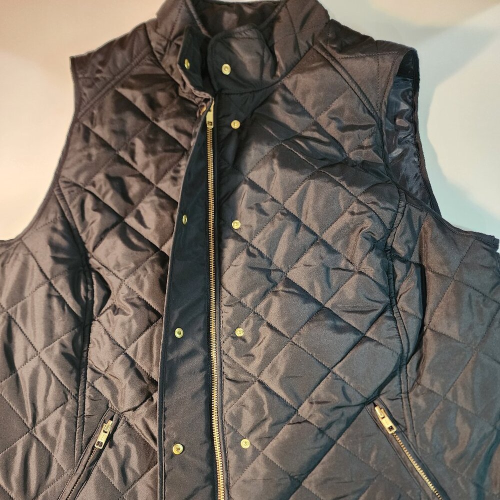 Crown & Ivy Women's Black Quilted Puffer Vest Size 1X - Picture 2 of 8